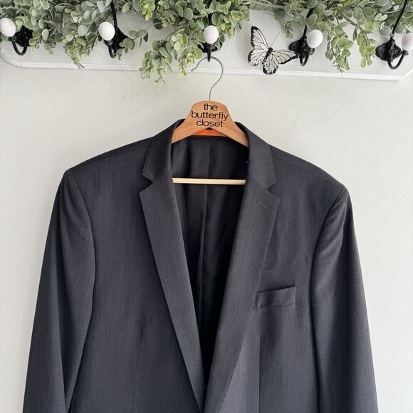 Mens Ben Sherman 100% wool Black Pin Striped Two Button Blazer 44L - Picture 3 of 5